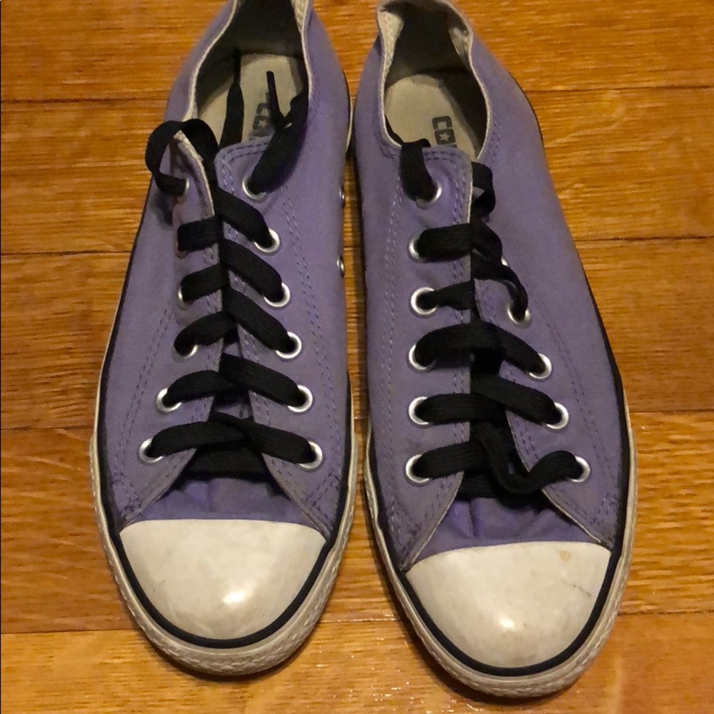 Purple converse shoes